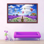 HUACAN Full Drill Square Teemantmaal Kuuma&otilde;hupall Purpur lavendel Maastikupilt Rhinestonest 5D Teemanttikandid Full square 25*30 cm