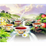 Teemanttikandid Flower kohvitass 3D &uuml;mmargused t&auml;isristpistes valged pilved 20X30CM