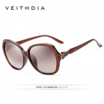 VEITHDIA naiste p&auml;ikeseprillid polariseeritud gradientklaasidega luksuslikud naiste disainiga p&auml;ikeseprillid prillitarvikud naistele 3068 punane