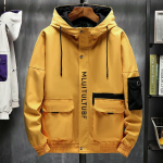 Kvaliteetsed jakid Meeste S&uuml;gistalvine Lahtine Korea Mood Suured Taskud Kapuutsiga Harajuku Homme jope L must