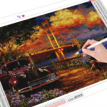 5D teemantmaali sild t&auml;isruudu ristpistes m&uuml;&uuml;k Teemanttikandid maastik kivikivi komplekt S&uuml;giskaunistus Full Round 20X30CM