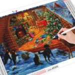 5D DIY Teemantmaali Loomade Hirve Rhinestone komplekt t&auml;ispuur Teemanttikandid Multifilm Mosaiik Talvine j&otilde;ulukink Full Round (20X30CM)