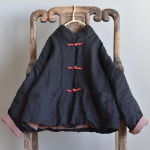 Johnature Patchwork Parka Vintage Coat vaba aja taskud Sissused naiste mantlid S must