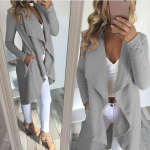 S&uuml;gisene naiste Trenchcoat Solid Cardigan Windbreaker Pealisr&otilde;ivad As&uuml;mmeetriline rev&auml;&auml;rkraega jakk 3XL