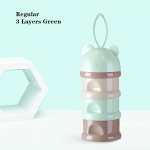 3- v&otilde;i 4-kihiline kaasaskantav Bear Style imikutoidu s&auml;ilituskarp Essential teravilja multifilm imiku piimapulbri kast v&auml;ikelaste suupistete konteiner 3 layers-Regular roheline