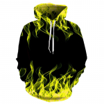 Uus v&auml;rviline Flame Hoodie 3D digitaalse printimisega kapuutsiga pulloverid s&uuml;gis- ja talvine unisex kapuutsiga topsid Naljakad mustad kapuutsid Suures suuruses XL kollane