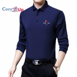 Cozy Up meeste moodne POLO s&auml;rk Rev&auml;&auml;rkraega pikkade varrukatega T-s&auml;rk aluss&auml;rk M must
