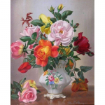 5D DIY Teemantmaaling Lillevaas Ristpistes Teemanttikandid Roos Rhinestone Mosaiic Kunstpilt Kodukaunistuse kingitus Full Round 20x30CM