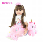 BZDOLL 60 cm Reborn v&auml;ikelapse nuku riidest keha, 24-tolline pehme vin&uuml;&uuml;list j&auml;semed Printsessinukud t&uuml;drukutele s&uuml;nnip&auml;evakingitus lapse m&auml;ngumaja m&auml;nguasi Girl-13