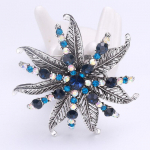 Blucome Vintage h&otilde;bedase v&auml;rvi lehtede kristallist lillepross, naiste t&uuml;drukute sall m&uuml;tsid Aksessuaarid kullav&auml;rvi korsan&otilde;elad sinine