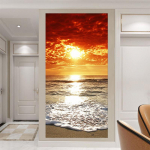2tk/komplekt Beach Sunrise DIY Door Art seinamaaling Kleebis Kodusisustus Magamistuba Elutuba Koridor Sissep&auml;&auml;s Dekoratiivmaali Tapeet 38.5cmX200cmX2pcs