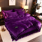 King-suurus/queen-suurus/t&auml;issuuruses lina tekikattega padjap&uuml;&uuml;ri komplekt paks puuvillane magamistoa lihtne voodipesu kvaliteetne full4pc1.8m