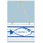 Les Tr&eacute;sors De Lily [R6517] &ndash; metallist uksesilt  Fish  sinine ja valge (magamistuba) - 12x9 cm sinine