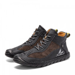 K&auml;sitsi valmistatud l&otilde;hestatud nahast saapad Meeste jalan&otilde;ud Mugavad poolsaapad meestele vabaajajalatsid Suure suurusega t&ouml;&ouml;riistakingad 38 must