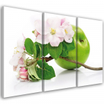Kolmeosalise pildiga l&otilde;uendiprint Apples Fruit Blossom 60x40 roheline