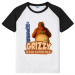 Grizzy Bear Cute Lemmings Cartoon Print Naljakas laste T-s&auml;rk 100% puuvillane Suvine Lasteriided Poisid T&uuml;drukud O-kaelusega T-s&auml;rgid 130