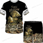 Meeste 3D Kala Prinditud Sport Kalap&uuml;&uuml;k Telkimine Kamuflaaž jahindus T-s&auml;rkide komplekt meeste riietele T&auml;navar&otilde;ivad Suures suuruses T-s&auml;rgid/l&uuml;hikesed p&uuml;ksid/&uuml;likonnad XS