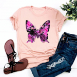 (Aasia suurus)Naised Print Plant Butterfly Trend Sweet 90s T-s&auml;rk l&uuml;hikeste varrukatega mood T-s&auml;rk Riietus Casual Lady Naiste Graafiline T-s&auml;rk S