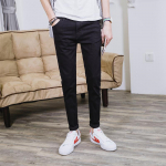 Kevad/suvi puhtad mustad teksad Meeste lihtsad viie taskuga elastsed Slim Fit v&auml;ikese jalaga meeste teksap&uuml;ksid 36