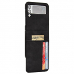 Kaardihoidja nahast rahakoti telefonikoti &uuml;mbris Samsung Galaxy Z Flip 4 5g Flip4 Flip 3 Flip3 kukkumisvastase moekaanega Funda jaoks for Samsung Z Flip 3 must