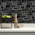 Musta triibulise plaadi kleebis K&ouml;&ouml;k Backsplash &Otilde;likindel vannituba Veekindel Kodukaunistused Seinakleebised Peel Stick Art Seinapilt 10cmX20cmX5pcs