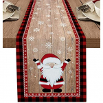 Linane lauajooksja j&otilde;ulude lumehelveste ja p&auml;kapikupunase ruudulise kummutiga lauajooksja pulmapeo jaoks k&ouml;&ouml;gilaua kaunistamiseks 150x33cm