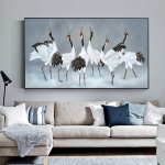 Animal Bird Crane Tantsuplakatid ja Prindid L&otilde;uendimaaling Kodukaunistused Seinakunstipildid Elutoa Magamistoa jaoks RAAMITA 60cm&times;120cm NoFrame