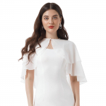 Naiste Elegantne &scaron;ifoonist sall Cape Ruffle m&auml;hised Bolero kleidi aksessuaar peopulmadeks One Size valge