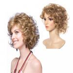 S&uuml;nteetilised l&uuml;hikesed lokkis parukad naistele Bob blond pruun parukas Loomuliku v&auml;limusega juuksed lokkis parukad naistele Cosplay parukas kuldpruun v&auml;rv