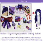 M&auml;ng Genshin Impact Raiden Shogun Cosplay kost&uuml;&uuml;m Baal Parukas Cosplay kost&uuml;&uuml;m Seksikas naiste kimonokleit Vormi peokleit RollPlay M-costume and wig