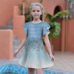 T&uuml;drukud V&auml;ikesed kalad vees. Prinditud kleidid Lastele T&uuml;drukute Peokleit Liibuv Liibuv L&uuml;hikeste Varrukatega Seelik &Uuml;le 4-aastastele T&uuml;drukutele 80 sinine