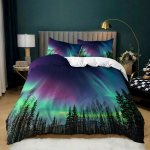 3D Arctic Aurora voodipesukomplekt Ilus maastik tekikate padjap&uuml;&uuml;r 2/3 t&uuml;kki AU180 * 210 t&auml;issuuruses kiiresti kuivav kodusisustus AU Single 140x210cm
