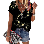 Naiste Top Suvine Uus Mood Roos &Otilde;ie Armas V&auml;ike &Otilde;ie Tr&uuml;kiga Vabaaja Lukuga V-kaelusega L&uuml;hikeste Varrukatega Top XS sinine