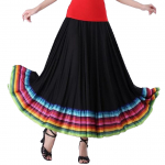 Swing seelik Flamenco ballisaali kost&uuml;&uuml;m tantsuriided uhke kleit pikk seelik tantsulava esinemiseks 5XL 87cm must