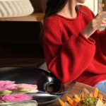 &Uuml;markaelusega sviiter, naiste s&uuml;gis- ja talvine vabaaja stiilne ilus ainulaadne pikkade varrukatega kootud kampsun, naiste top One Size punane