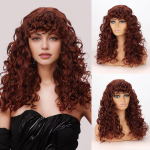 Punase veini l&uuml;hikesed lokkis tukkidega S&uuml;nteetilised parukad naistele Natural Wave Parukad Kuumakindlad HIHOO Hair Cosplay Hair 58CM