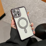 Luksuslik teemant&auml;&auml;ristega magnetiline juhtmevaba laadimis&uuml;mbris iPhone 15 14 13 12 11 Pro Max k&otilde;ikeh&otilde;lmav kukkumiskaitse kate iPhone 15 Pro Max must