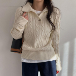 Retro Knitwear Naiste Twist sviiter rev&auml;&auml;riga vabaaja pullover One size beež