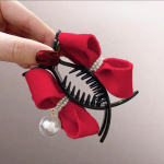 &Otilde;rn Velvet Bow Bun Juukseklamber Suur esmaklassiline juukseklamber French Pearl Back juukseklamber