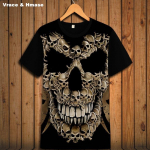 Euroopa-Ameerika stiilis 3D loominguline deemoni pealuu printimine hip-hop t-s&auml;rk Suvi 2018 Uus mood l&uuml;hikeste varrukatega t-s&auml;rk meeste S-6XL XXXL