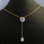 Kollase kullaga kaetud 925 h&otilde;bedane kuukivist k&auml;sitsi valmistatud kaelakee juuni s&uuml;nnikivist ehted kuld/kollane