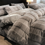 Winter Milk Velvet neljaosaline komplekt Rabbit Plush paksendatud korallsametist linad ja tekikatted flanellist voodipesu 2.0m four-piece set