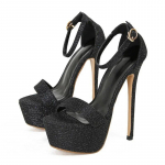 Eilyken Sexy Pole Dance K&otilde;rged kontsad Naiste sandaalid Moeplatvorm Avatud varvaspandlaga peokingad Suurus 34-46 34 must