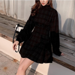 Gooti vintage must minikleit Esteetiline elegantne ripatsiga k&otilde;rge v&ouml;&ouml;kohaga kleit T&auml;navar&otilde;ivad pikkade varrukatega peokleidid XL must