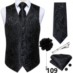 &Uuml;likonna vestikomplekt meestele Must Roosa Roheline Paisley Vest Tie Hanky ​​Mansetin&ouml;&ouml;pide komplekt Lillekorsaaž h&otilde;bedane lipsuklamber Pulma&auml;ri S