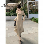 Korea stiilis uus &otilde;rna kaelusega k&otilde;rva &auml;&auml;rega pika v&ouml;&ouml;kohaga salendav &uuml;hev&auml;rviline pikkade varrukatega kampsun kalasaba kleit onesize khaki