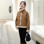 Tipptasemel uus temperament, moodne daamistiilis salendav pluss samet ja paksendav soe k&otilde;ik-&uuml;hes jope M beež