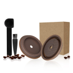 [i Cafilas][HLB21] Korduvkasutatavad KOHVIKAPSLIKETAD, kaanega kaas, korduvt&auml;idetav karp Nespreso VERTU kapslite jaoks, &uuml;hildub VERTU-ga 2PCS pruun