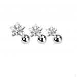 set of 3-size 316L Stainless Steel Zircon Studs