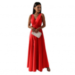 Suvine elegantne V-kaelusega varrukateta kleit, pikk kleit v&ouml;&ouml;kohaga, n&ouml;&ouml;riga avara all&auml;&auml;rega, &uuml;hev&auml;rviline Slim Fit maxi peokleit S